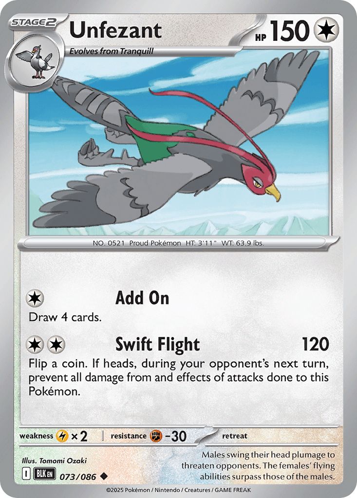 073/086 REVERSE HOLO Unfezant - Black Bolt