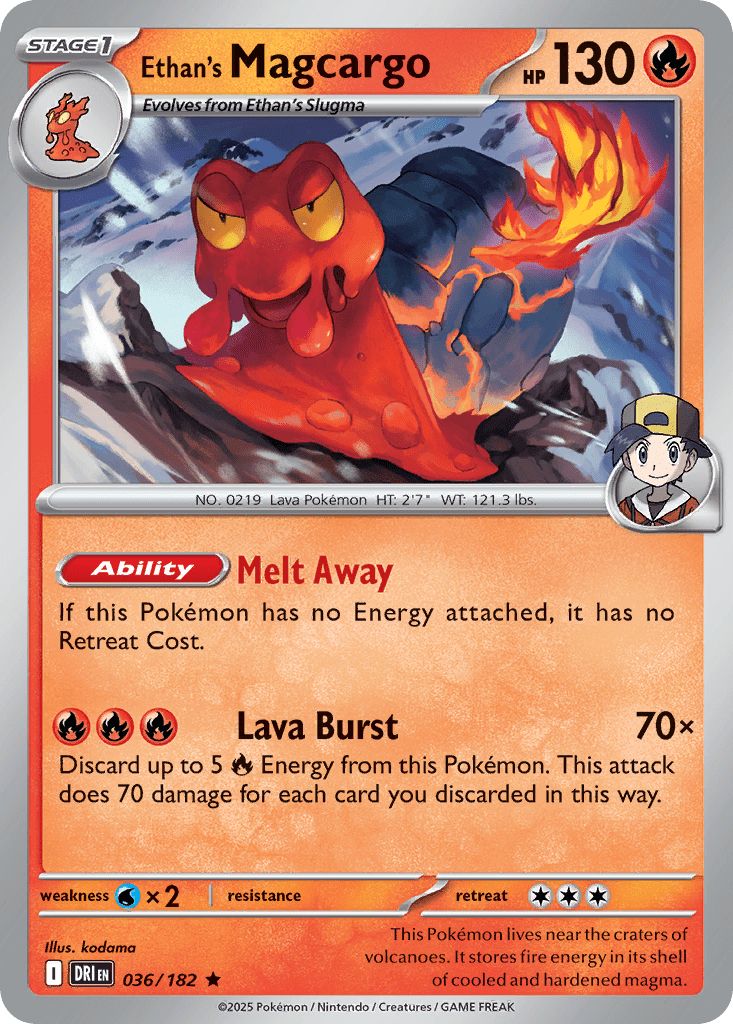 036/182 REVERSE HOLO Ethan's Magcargo - Destined Rivals