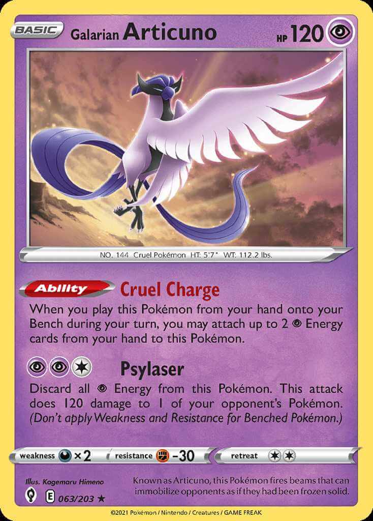 063/203 REVERSE HOLO Galarian Articuno - Evolving Skies