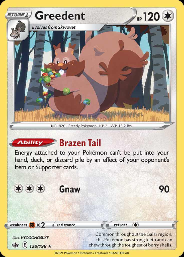 128/198 REVERSE HOLO Greedent - Chilling Reign