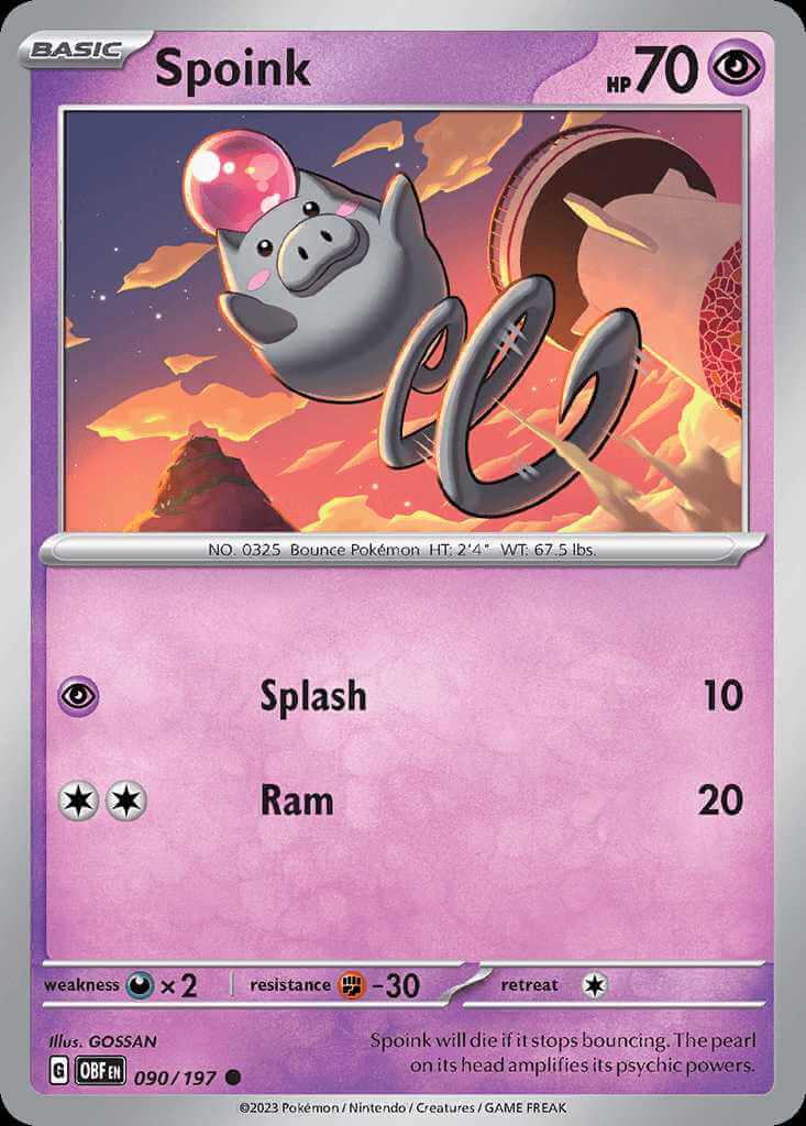 090/197 REVERSE HOLO Spoink - Obsidian Flames
