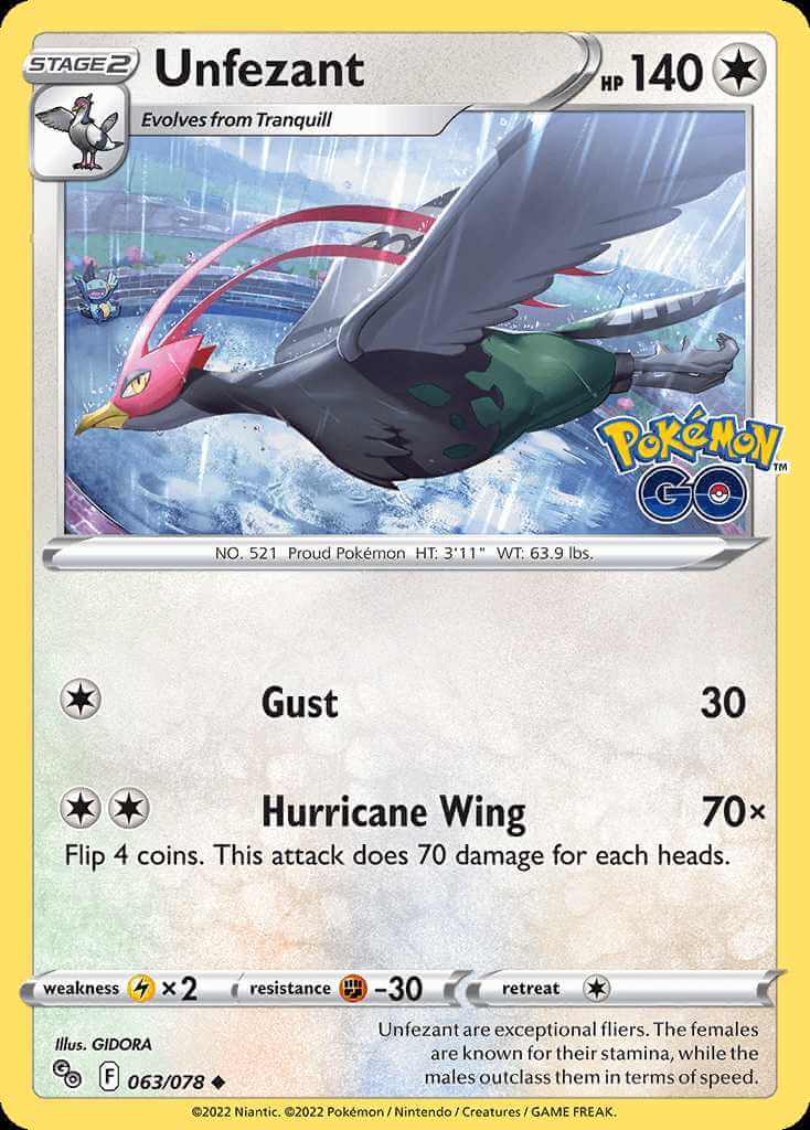063/078 REVERSE HOLO Unfezant - Pokémon GO