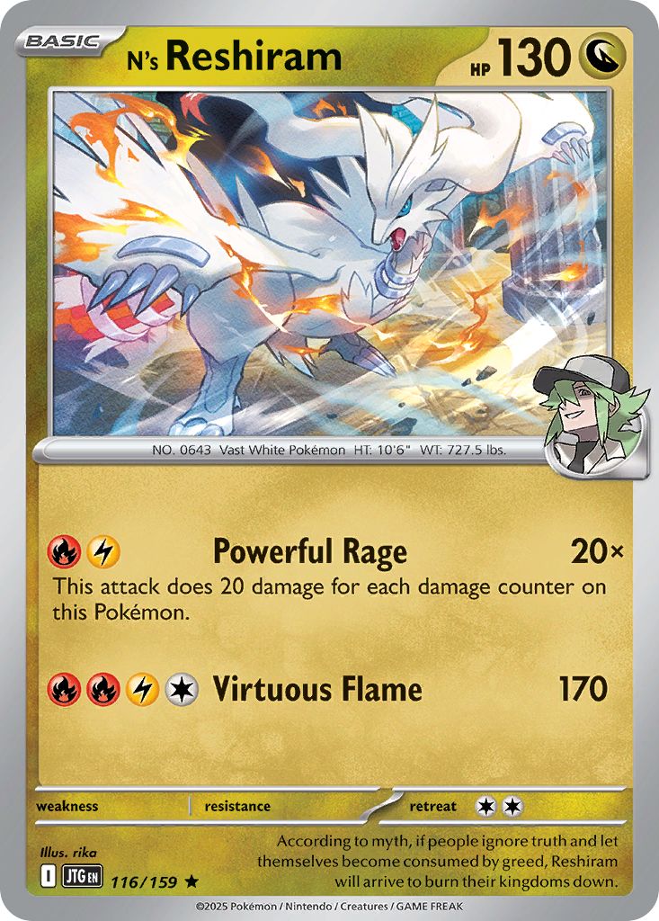 116/159 REVERSE HOLO N's Reshiram - Journey Together