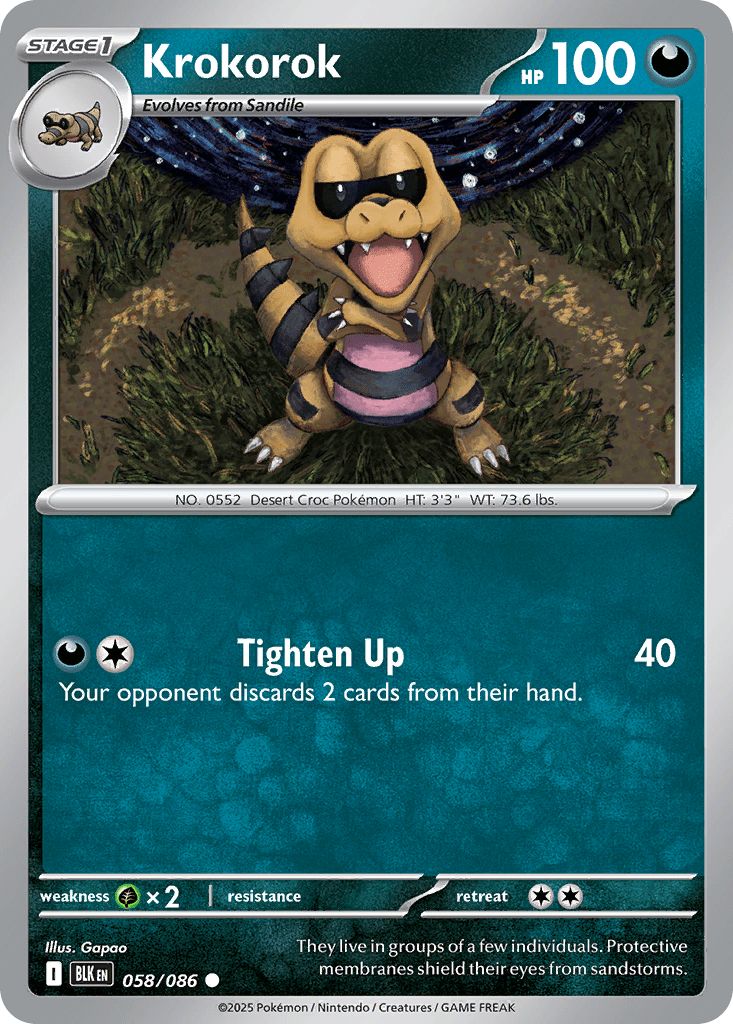 058/086 REVERSE HOLO Krokorok - Black Bolt