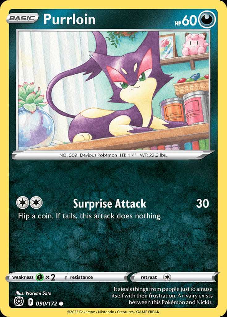 090/172 REVERSE HOLO Purrloin - Brilliant Stars