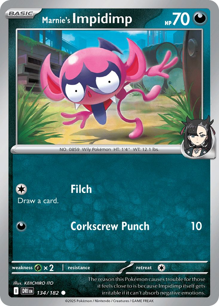 134/182 REVERSE HOLO Marnie's Impidimp - Destined Rivals