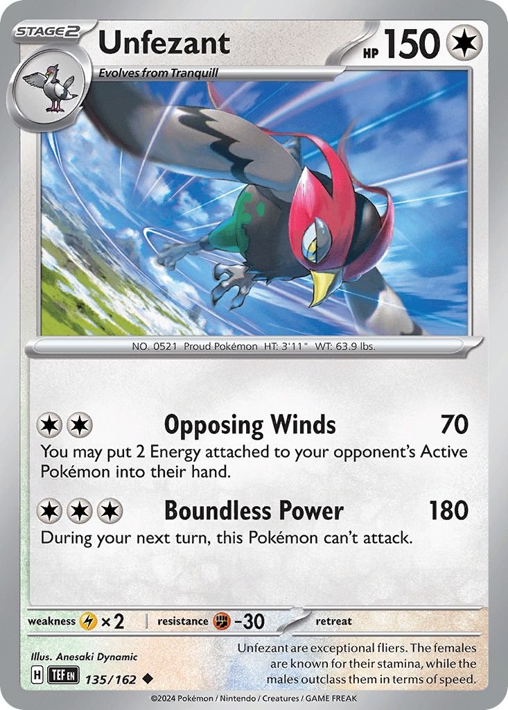 135/162 REVERSE HOLO Unfezant - Temporal Forces