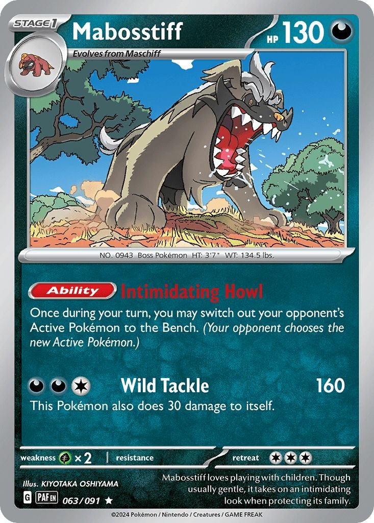 063/091 REVERSE HOLO Mabosstiff - Paldean Fates