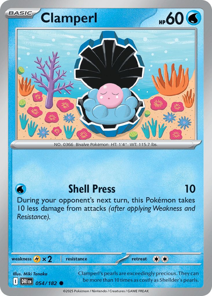 054/182 REVERSE HOLO Clamperl - Destined Rivals
