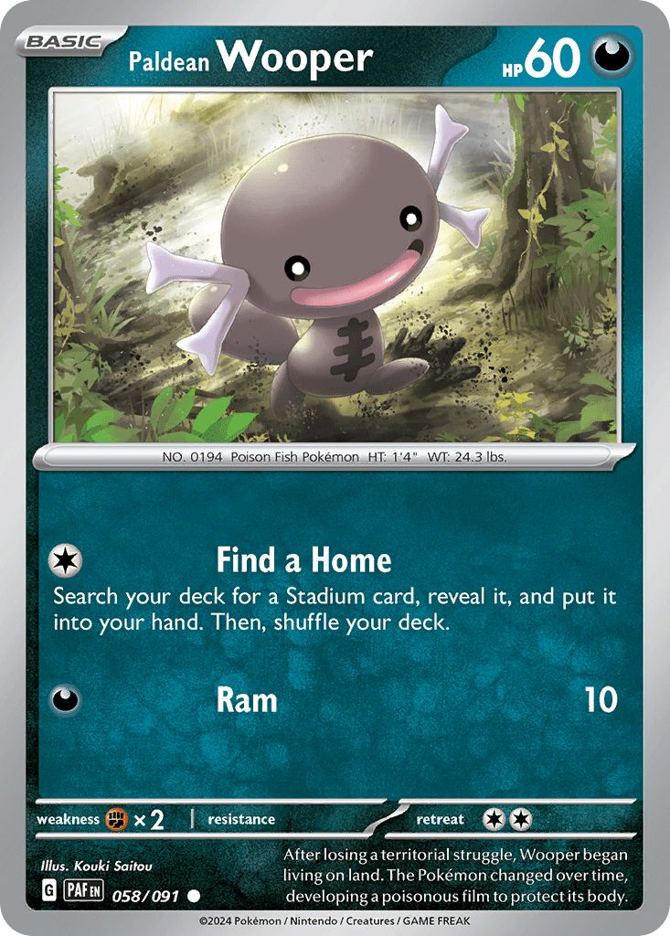 058/091 REVERSE HOLO Paldean Wooper - Paldean Fates