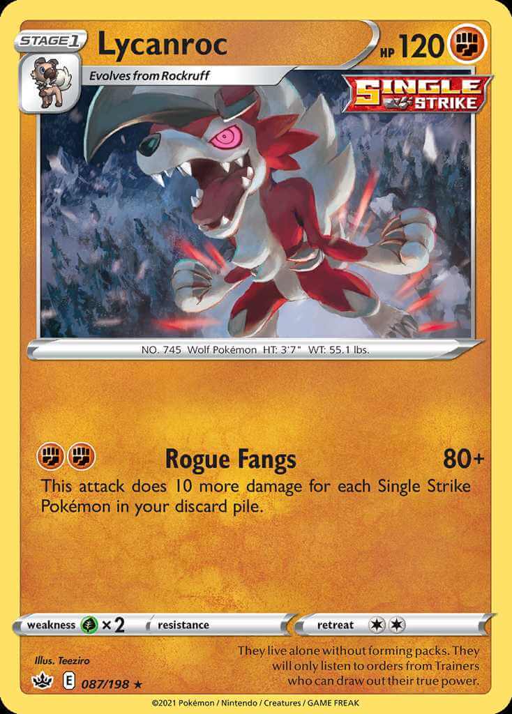 087/198 REVERSE HOLO Lycanroc - Chilling Reign
