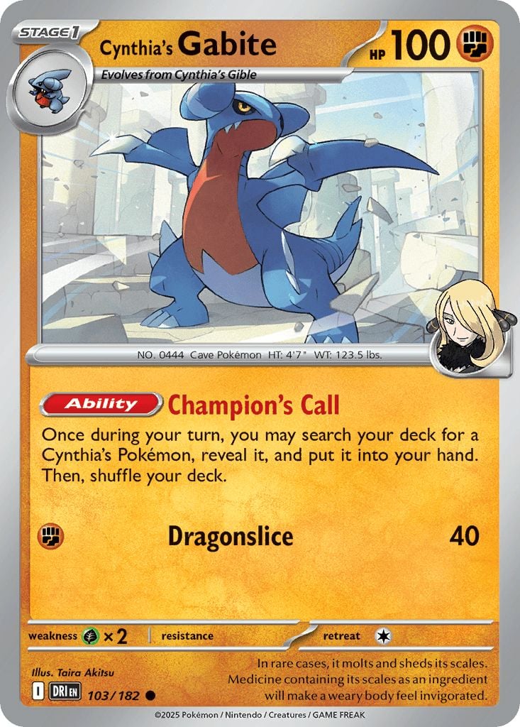 103/182 REVERSE HOLO Cynthia's Gabite - Destined Rivals