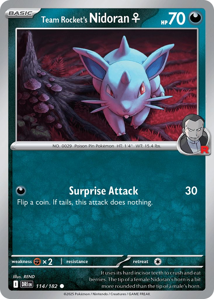 114/182 REVERSE HOLO Team Rocket's Nidoran♀ - Destined Rivals