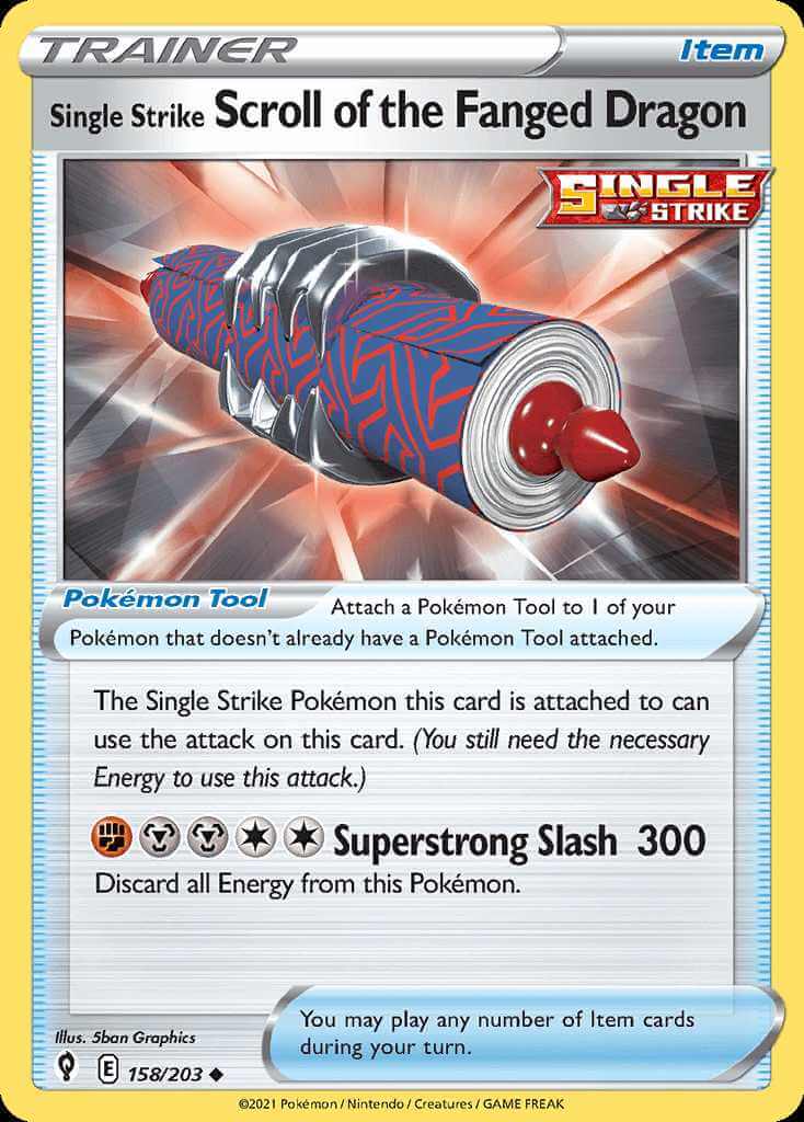 158/203 REVERSE HOLO Single Strike Scroll of the Fanged Dragon - Evolving Skies