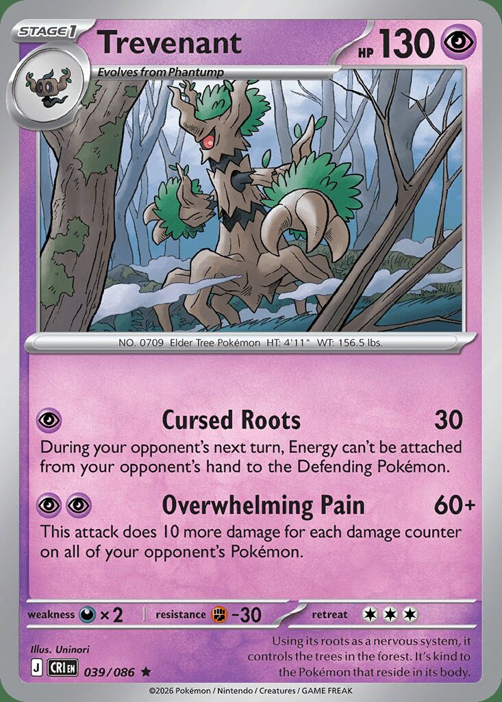 039/086 REVERSE HOLO Trevenant - Chaos Rising
