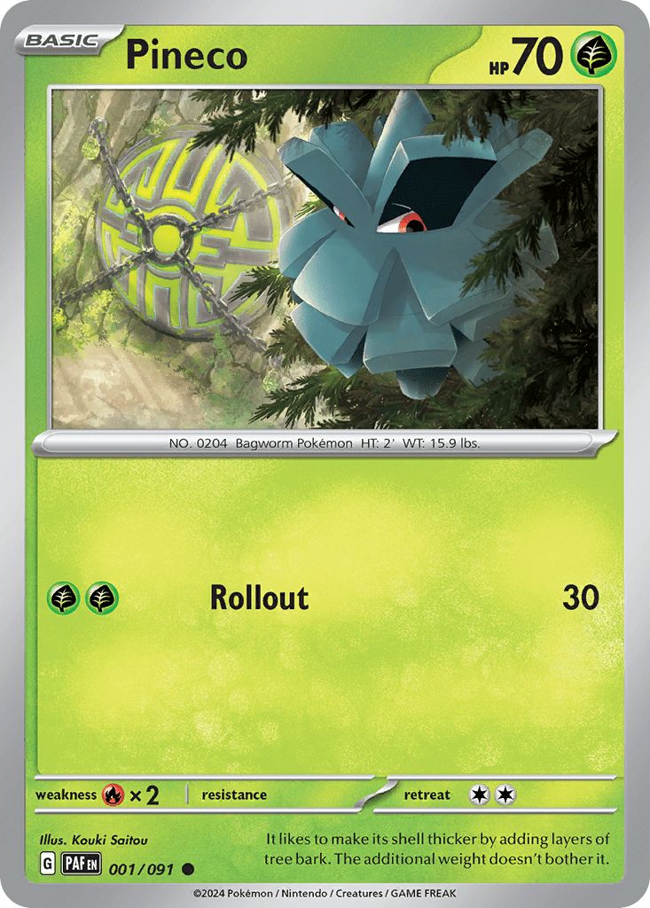 001/091 REVERSE HOLO Pineco - Paldean Fates