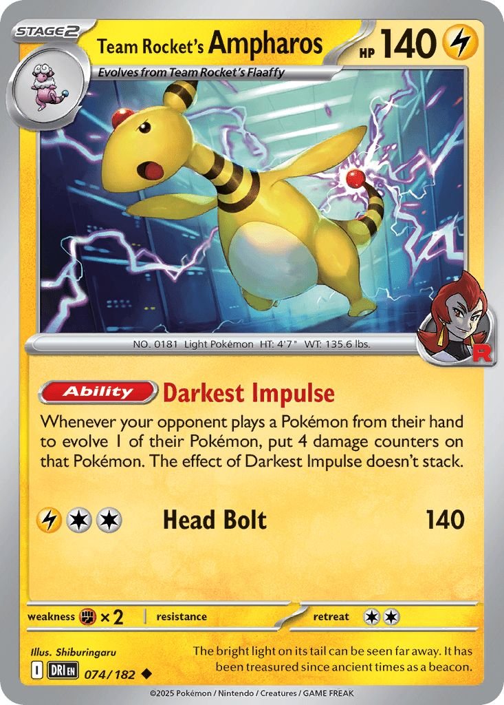 074/182 Team Rocket's Ampharos - Destined Rivals