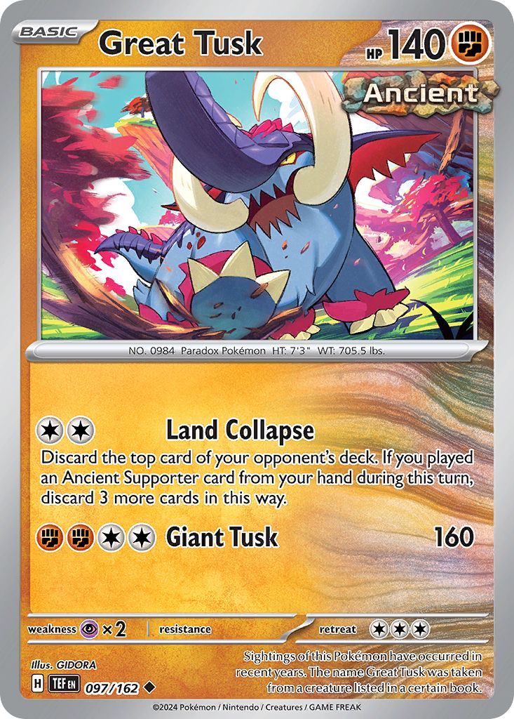 097/162 REVERSE HOLO Great Tusk - Temporal Forces