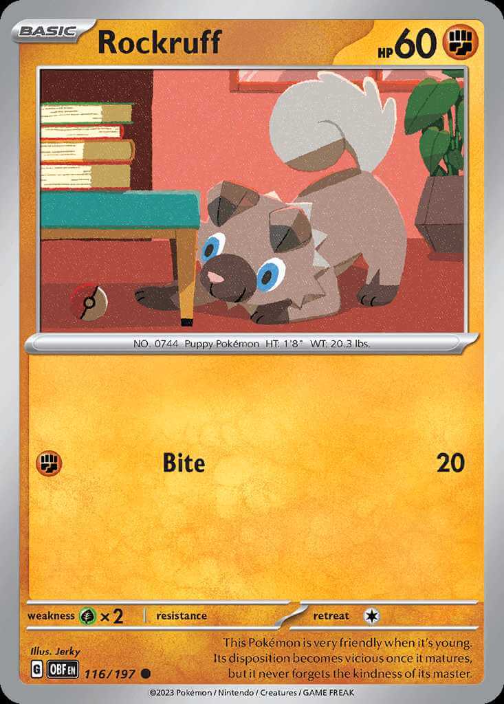 116/197 REVERSE HOLO Rockruff - Obsidian Flames