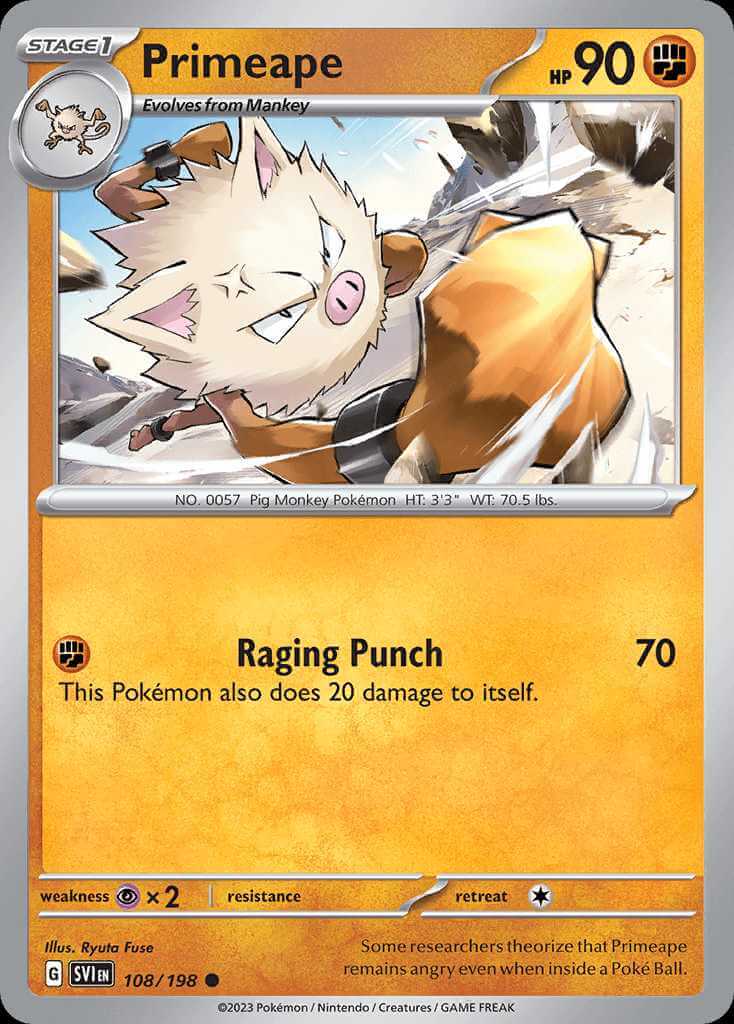 108/198 REVERSE HOLO Primeape - Scarlet and Violet