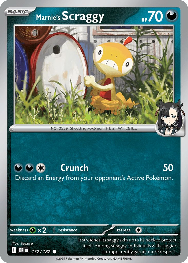 132/182 REVERSE HOLO Marnie's Scraggy - Destined Rivals