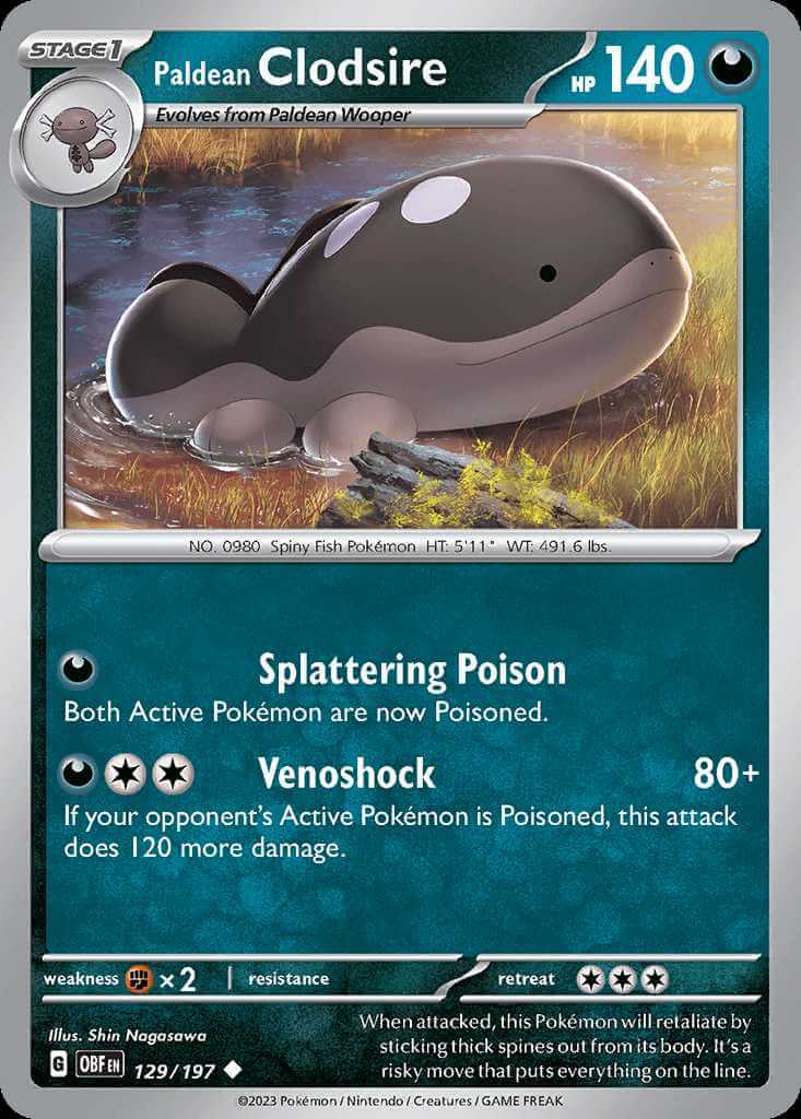 129/197 REVERSE HOLO Paldean Clodsire - Obsidian Flames