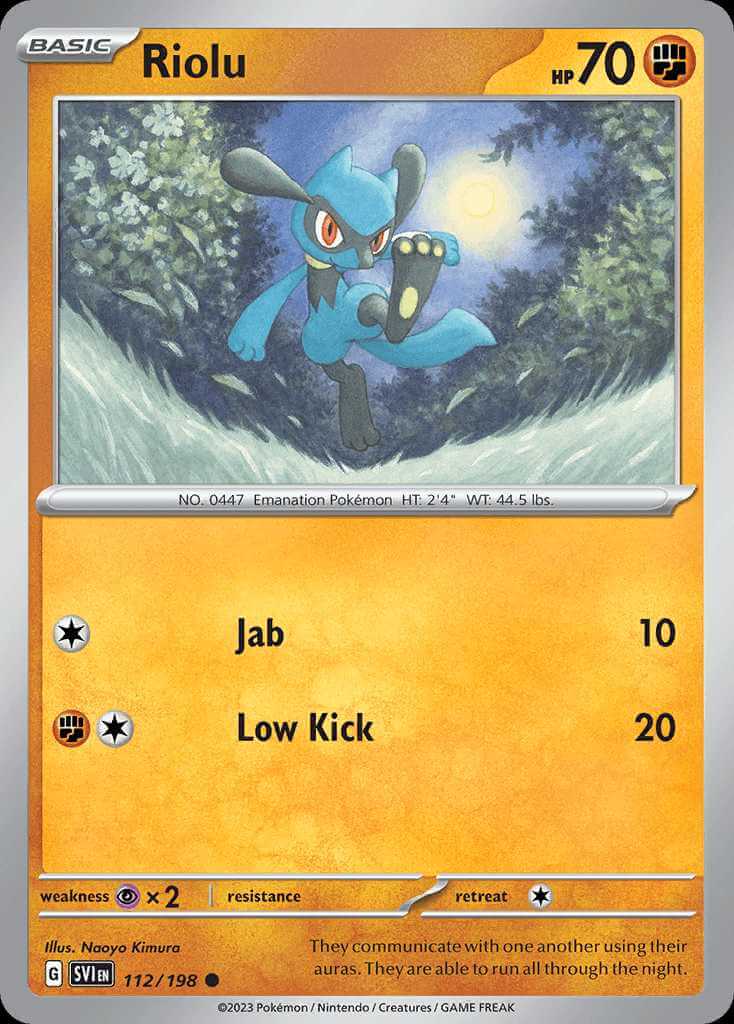 112/198 REVERSE HOLO Riolu - Scarlet and Violet