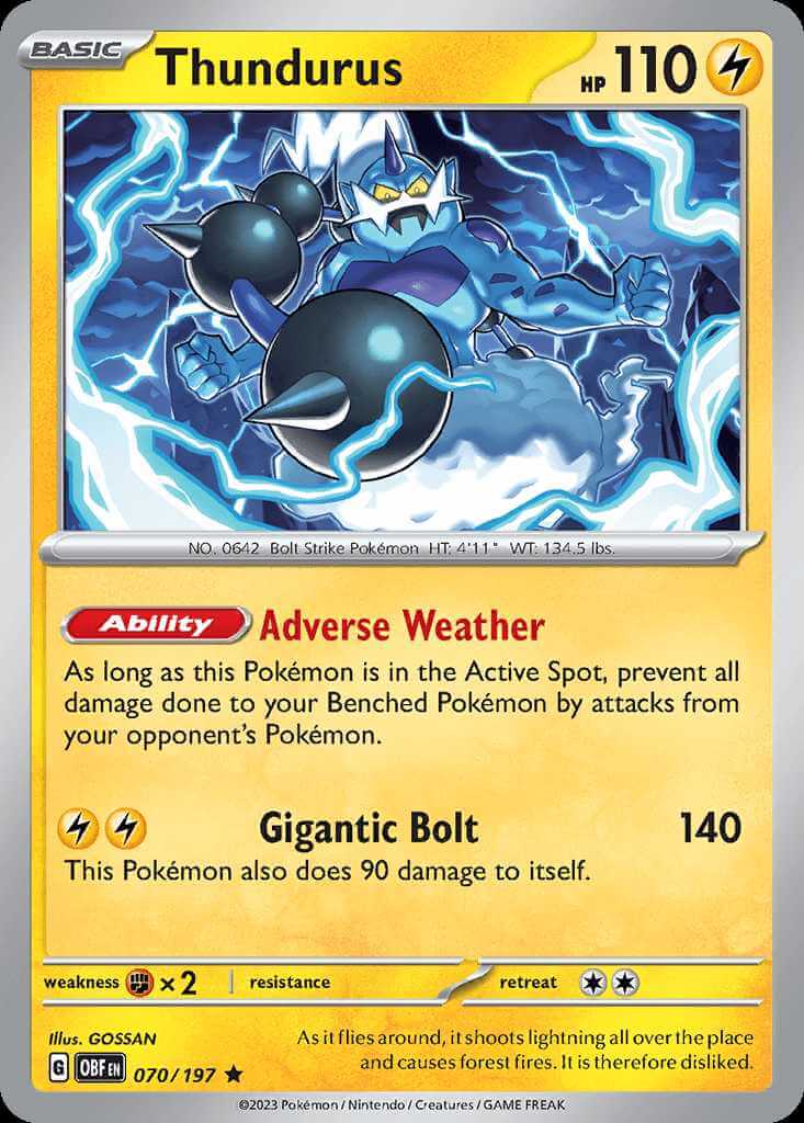 070/197 HOLO Thundurus - Obsidian Flames