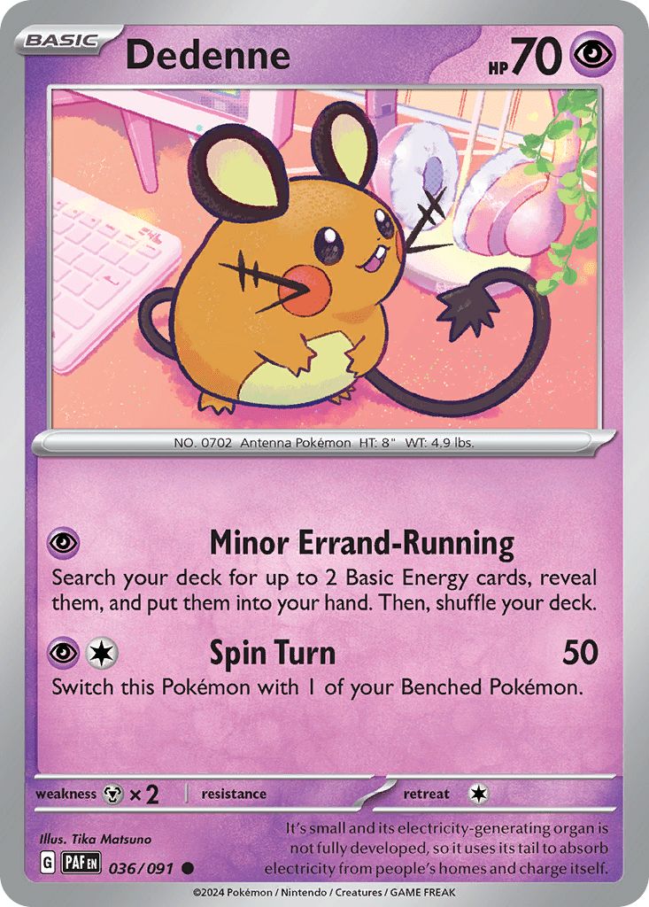 036/091 REVERSE HOLO Dedenne - Paldean Fates