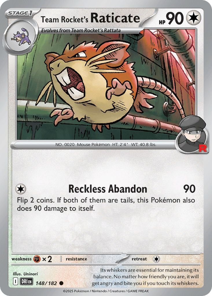 148/182 REVERSE HOLO Team Rocket's Raticate - Destined Rivals