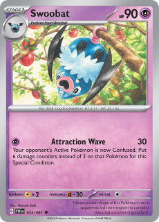 033/091 REVERSE HOLO Swoobat - Paldean Fates