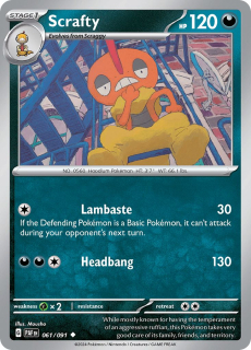 061/091 REVERSE HOLO Scrafty - Paldean Fates