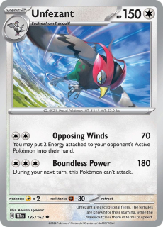 135/162 REVERSE HOLO Unfezant - Temporal Forces