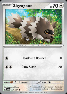 167/197 REVERSE HOLO Zigzagoon - Obsidian Flames