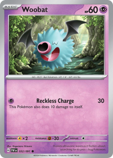 032/091 REVERSE HOLO Woobat - Paldean Fates